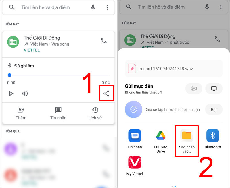 Chọn Sao chép vào...